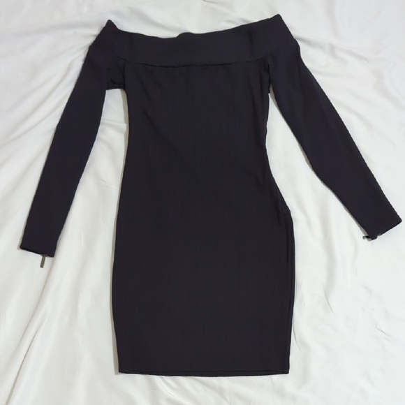Guess Off-Shoulder Long Sleeve Mini Dress, Color Black Size S - Picture 1 of 16
